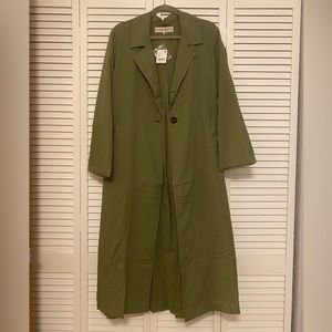 Free People Women's Olive Green Long Sleeve Duster Jacket